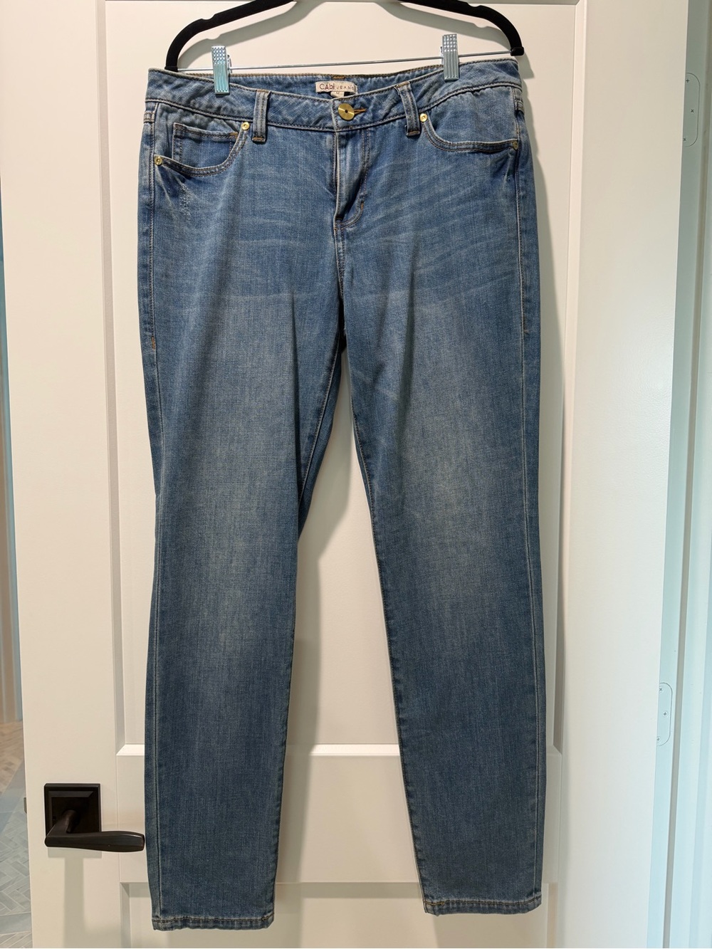 CAbi Women's Straight Leg Light Blue Denim Jeans